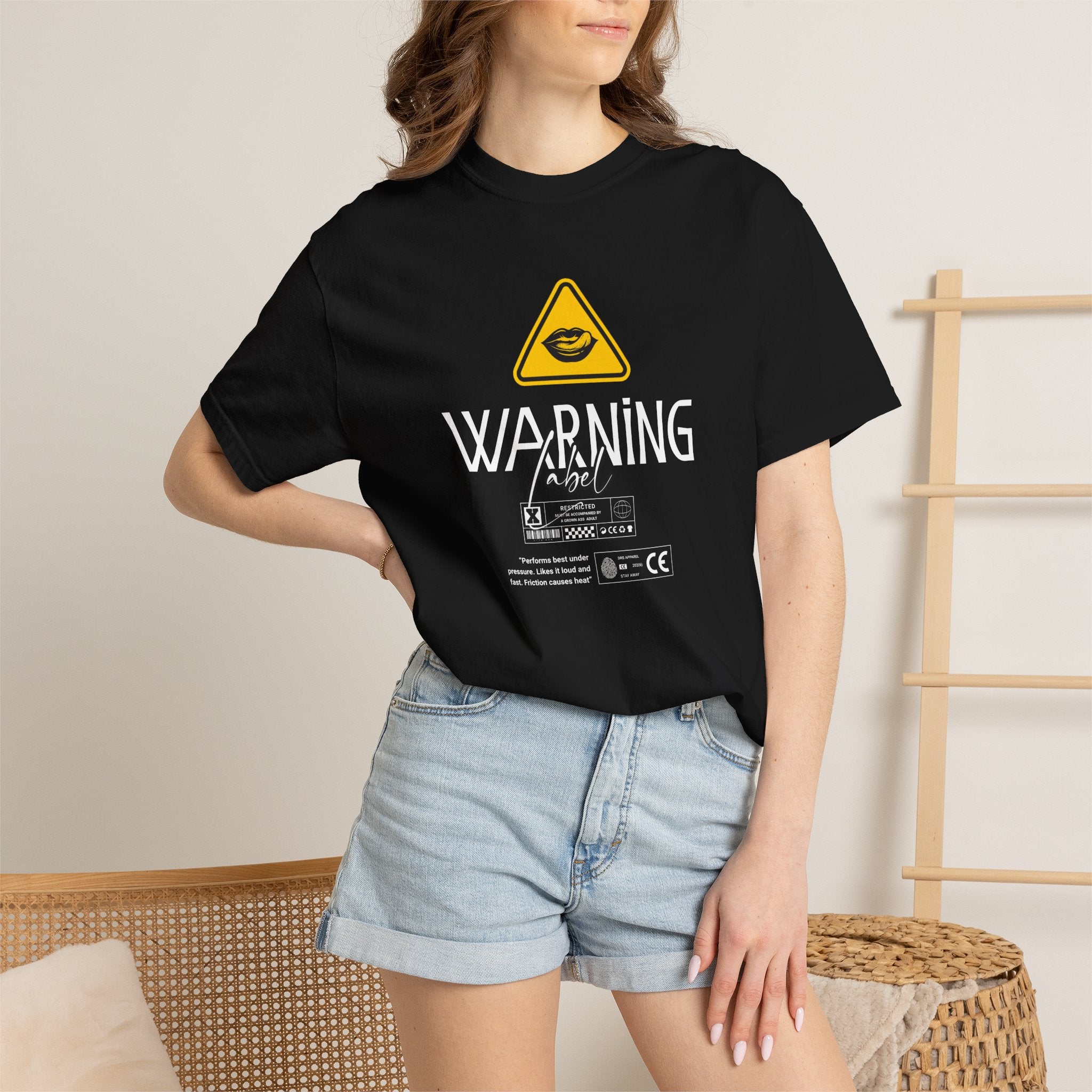 "Warning Label" Boxy Caution Tee