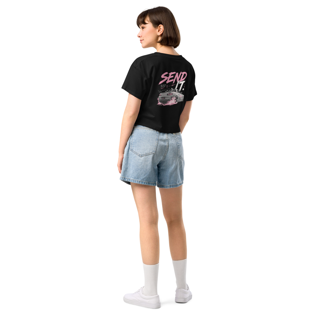 Send It. — Women's Black Drift Car Crop Tee | JDM Street Culture