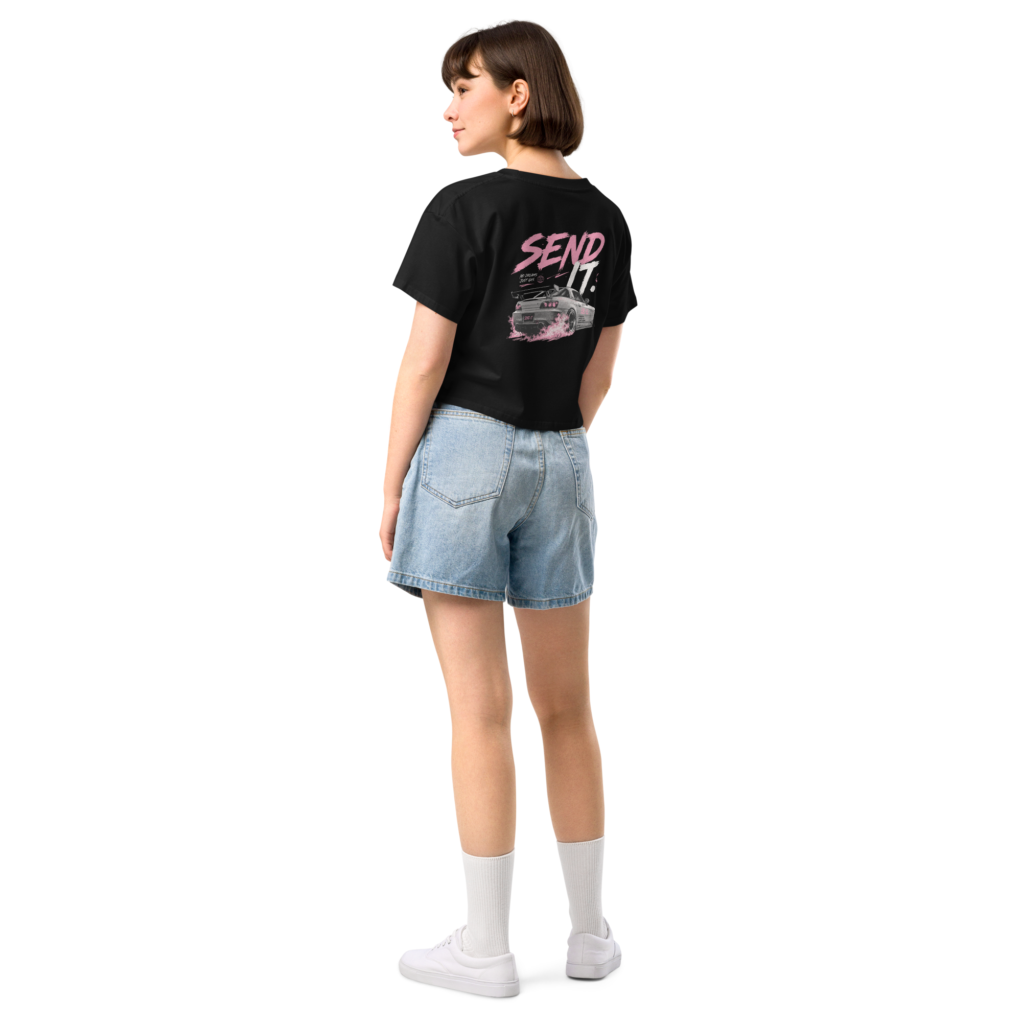 Send It. — Women's Black Drift Car Crop Tee | JDM Street Culture