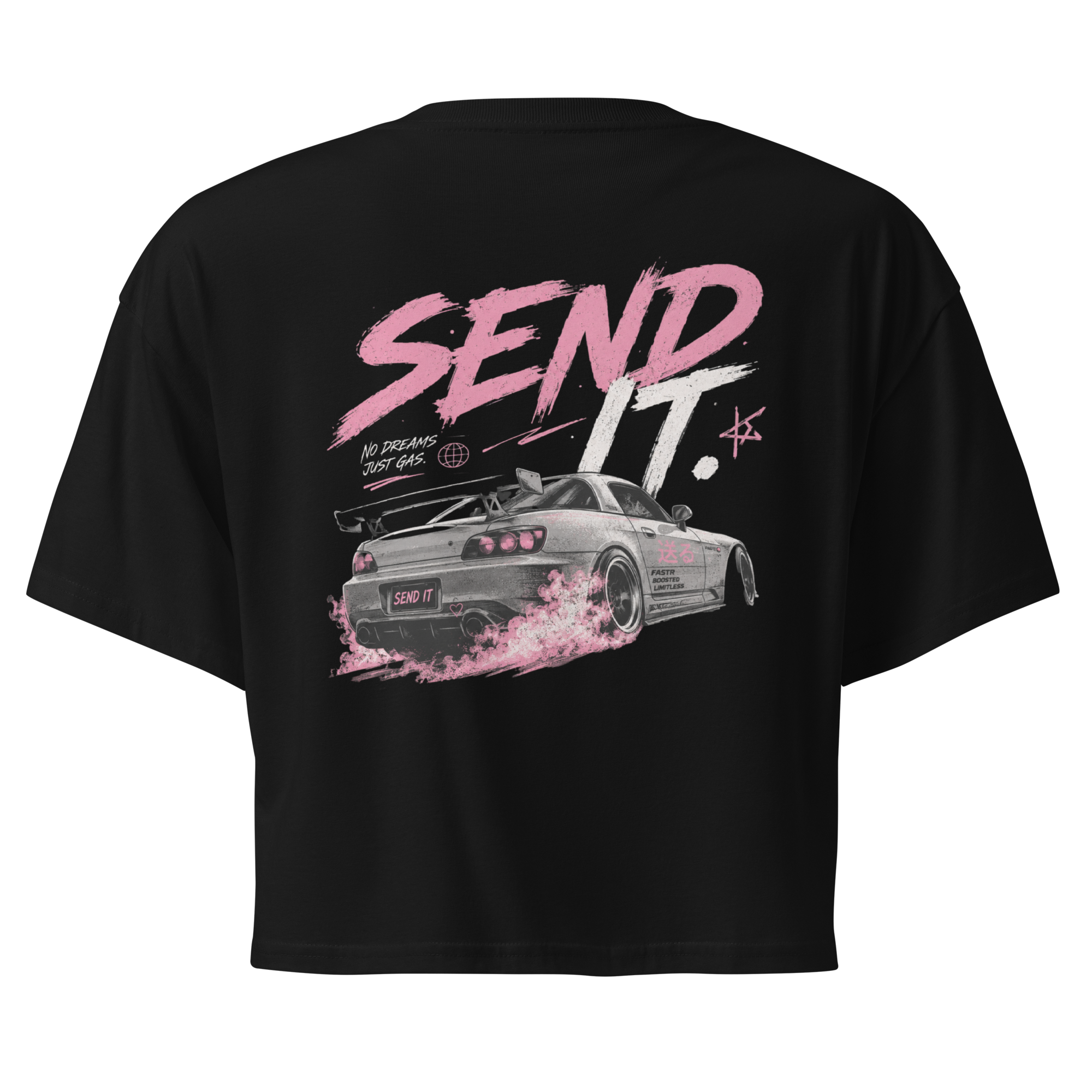 Send It. — Women's Black Drift Car Crop Tee | JDM Street Culture