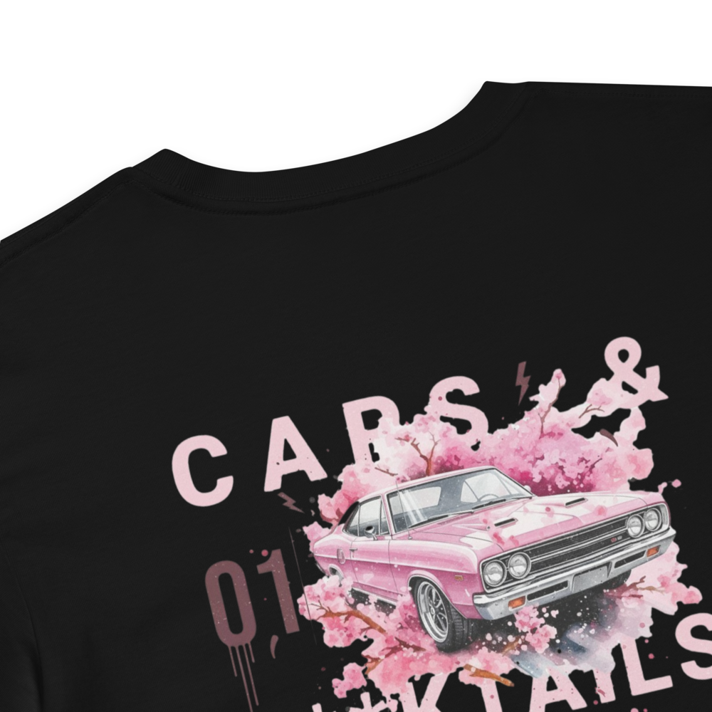 "Cars & Cocktails" Retro Pink Car Graphic