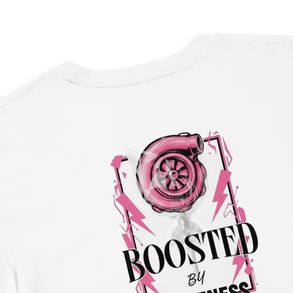 Boosted By Sweetness — White Turbo Crop Top