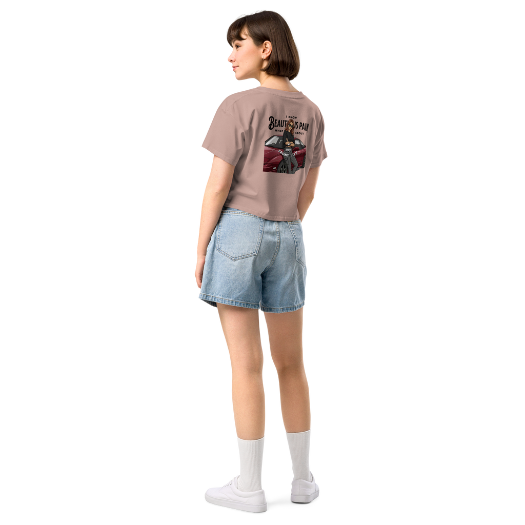Beauty is Pain — White Crop Top