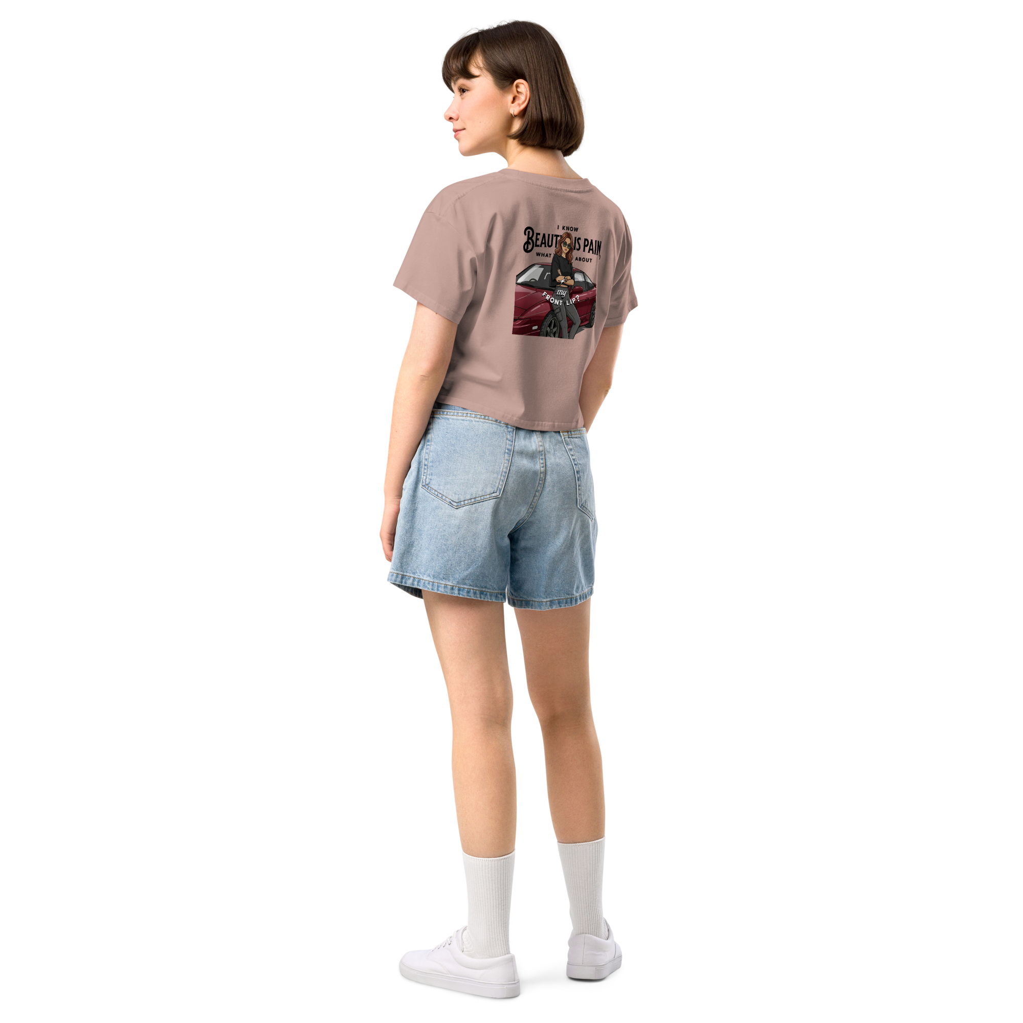 Beauty is Pain — White Crop Top
